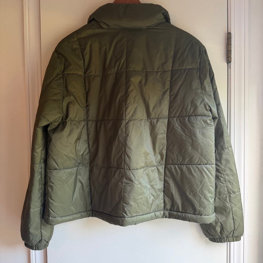 Madewell Women's Olive Green Puffer Jacket Full Zip Quilted Coat Size L - Picture 5 of 10